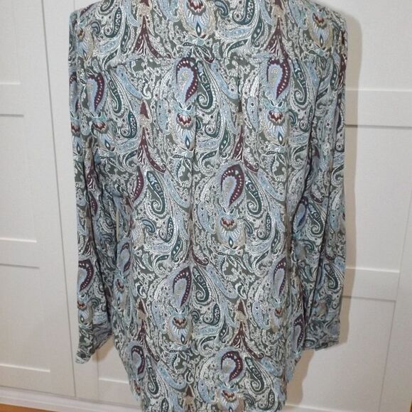 Faded Glory Olive Green Gold Burgandy Long Sleeve - Picture 4 of 7